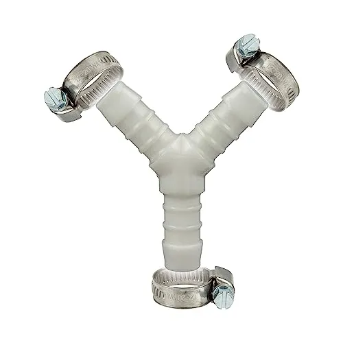 tecuro Schlauchverbinder Y Stück allseitig Ø 21 mm, mit Edelstahlschlauchschellen - Nylon weiß