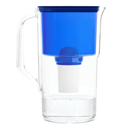 Wessper Wasserfilter Kanne Blau Filterkanne 2,8L inkl. 1 Filterkartusche | Ersatz für Aquaphor Standard, Brita Classic, Dafi Classic Filterkartusche | Wasserfilterkanne | Reduziert Chlor Kalk