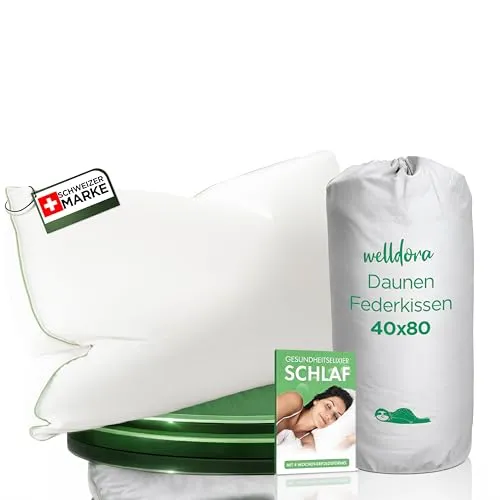 Welldora Premium Kopfkissen 40x80 – Ergonomisch mit natürlichen Daunenfasern