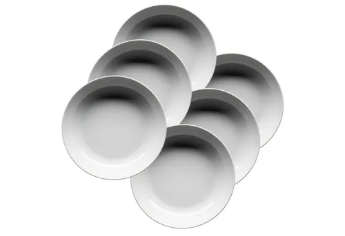 MÄSER Teller tief 20,5 cm, 6er Set - Teller, zeitlos-elegantes Porzellangeschirr in schlichter Coupe-Form, ideal für Alltag und besondere Anlässe, vielseitig kombinierbar.
