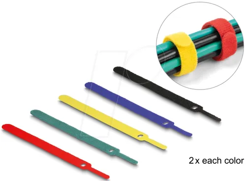 DELOCK 19076 - Klett-Kabelbinder L 150 x B 12 mm farbig Set 10 Stück