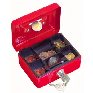 Wedo Geldkassette 144002, Größe 0, mit Zylinderschloss, 12,5 x 6,3 x 9,5 cm, rot