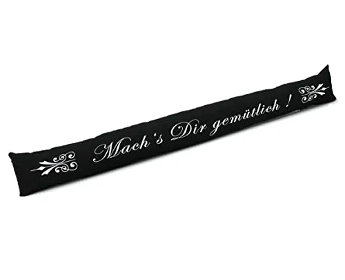 heimtexland ® Zugluftstopper Windstopper Fenster Kissen Türdichtung Fensterdichtung dekorativ Bedruckt mit 46% Sandfüllung OPTIMALE ABDICHTUNG Deko Geschenk Fensterkissen Typ378 Machs Dir Gemütlich