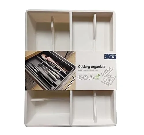 KONZEPT Schubladen Organizer - Besteckkasten für Schubladen 30x39cm Weiß, Passt Perfekt für kleine Schubladen Küchenorganizer
