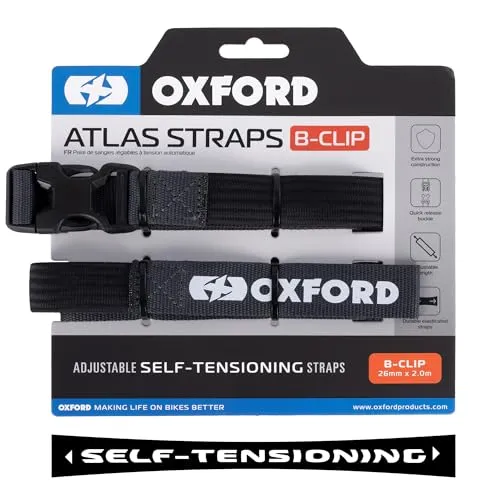 Oxford Atlas B-Clip Spanngurte (Paar) 26 mm x 2,0 m, Asphalt