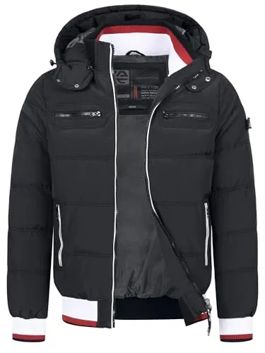 Indicode Herren Marlon Steppjacke in Daunenjacken-Optik | Winterjacke Übergangsjacke Black mix, 3XL