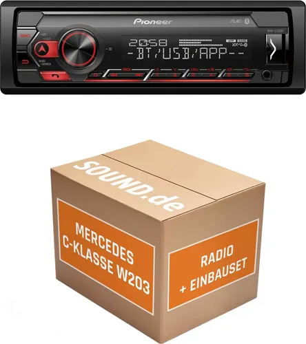 Pioneer MVH-S320BT Autoradio Einbauset für Mercedes C-Klasse W203 - Komplettset für den einfachen Einbau eines Pioneer Autoradios in Ihren Mercedes C-Klasse (2000-2007). Inklusive Bluetooth für kabelloses Musikstreaming und Freisprechen. Keine komplizierten Installationen nötig!