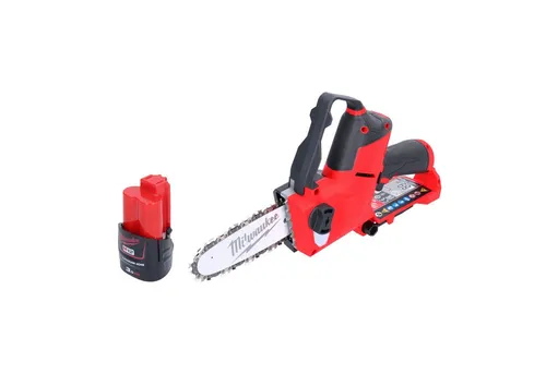 Milwaukee Benzin-Kettensäge M12 FHS-301 12 V mit 15 cm Schwert - Leistungsstarke Kettensäge mit Brushless-Motor und kompaktem Design, ideal für den professionellen Einsatz. Inklusive 1x Akku 3,0 Ah, jedoch ohne Ladegerät.