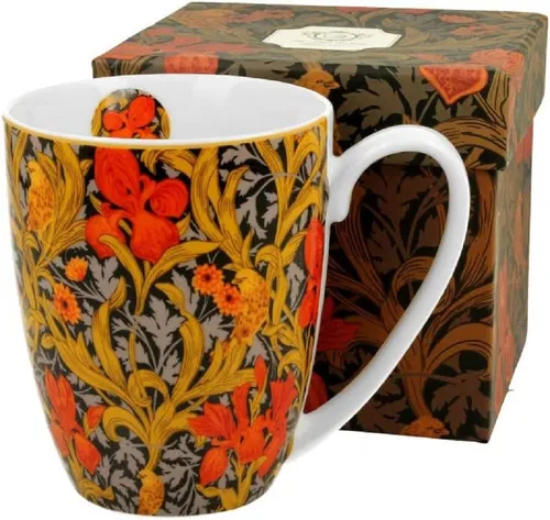 Duo-Gift Becher Blumen, Sommer, Mug, Planzen, Tee, KaffeeTasse /Tiere, Vogel, 1-tlg., Porzellan , ART GALLERY Klassischer Becher 380 ml ORANGE IRISES, William Morris, Kollektion, Suovenir / Ideal als Geschenk / Sammlung / Dekoration