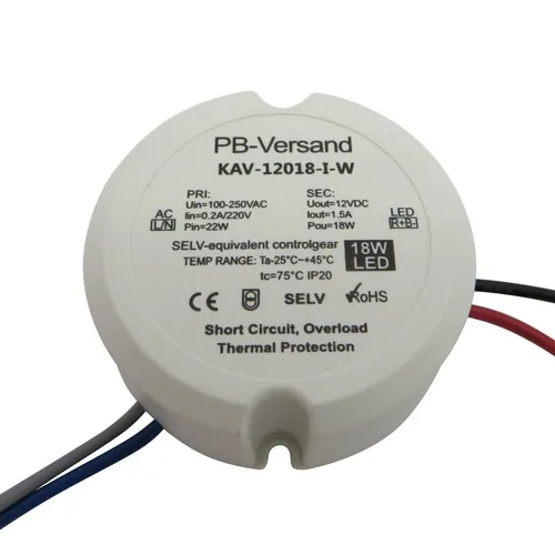 LED Trafo 18 Watt 12V DC rund für Unterputzdose Transformator Driver Netzteil