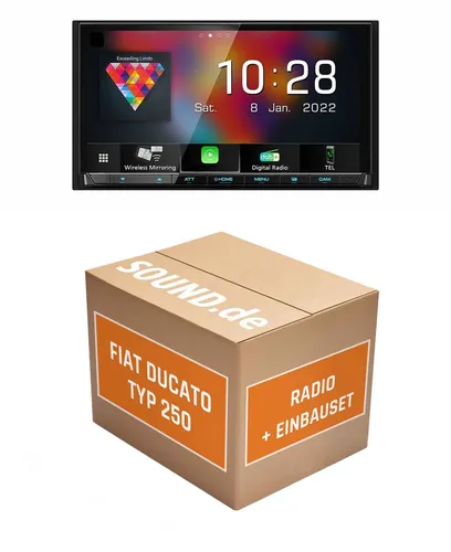 Autoradio Kenwood DMX8021DABS für Fiat Ducato III Typ 250 mit Lenkradfernbedienung