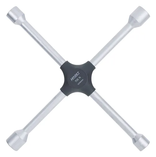 Hazet Radkreuz 705N - Robuster Radmutternschlüssel für PKW - Radmutternschlüssel mit Schlüsselweiten 17, 19, 21mm und 13/16 Zoll, ideal für sicheres Lösen und Anziehen von Radmuttern. Hergestellt aus Spezialstahl für hohe Langlebigkeit und Drehmoment.
