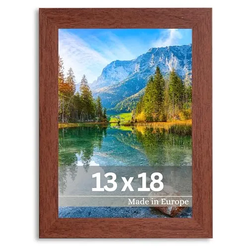 VictoR Bilderrahmen Dix 13x18 cm in Braun - moderner Holzrahmen mit bruchsicherem Acrylglas - Bilderrahmen Braun 13x18 - Fotorahmen Holz