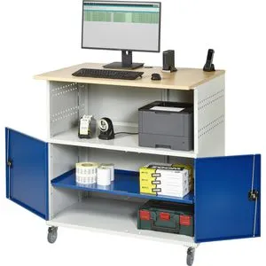 Rau Computerschrank Modell 1022, lichtgrau/blau in blau von Rau