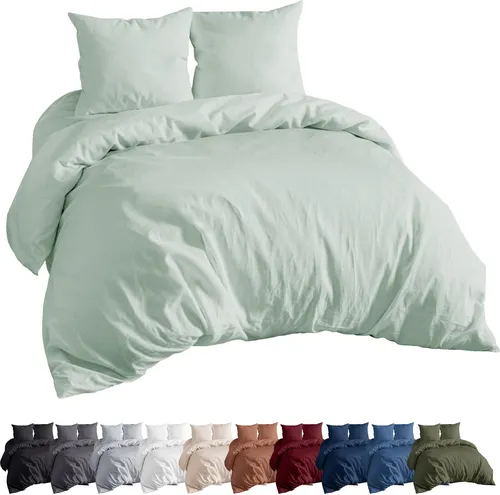 Premium Mikrofaser Bettwäsche Set 155x200 + 80x80 cm Bettwäschegarnitur, in Farbe: Mint