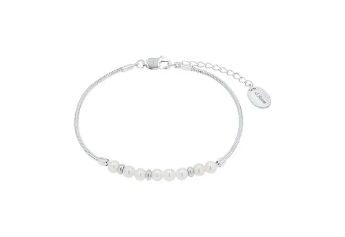 s.Oliver Armband 925 Sterling Silber mit Perlmutt - Elegantes Damenarmband aus 925 Sterling Silber mit synth. Schmucksteinen, verstellbar von 17+3 cm, ideal als Geschenk in edler Schmuckbox.