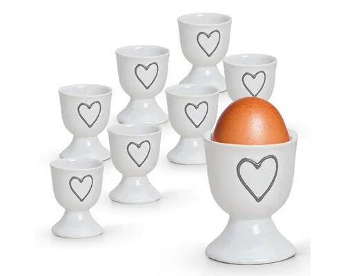 matches21 HOME & HOBBY Eierbecher, (8-tlg), Runde Keramik Ei-Halter als lustige Frühstücks-Eier Tisch-Deko