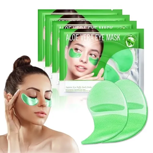 Pcs Aloe Vera Augenmaske,Deep Hydration Feuchtigkeitsspendende Eye Pad Mask,Augenpads gegen Augenringe,Gel-Eyepads,Reduziert Dunkle Kreise und Schwellungen,Anti-Falten (Grün) 60