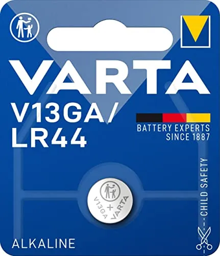 VARTA V13GA/LR44 Knopfzelle 1,5V - Alkaline Knopfzelle in kindersicherer Verpackung, ideal für Spielsachen und Messgeräte. Hohe Leistung und lange Lebensdauer für zuverlässige Energieversorgung.