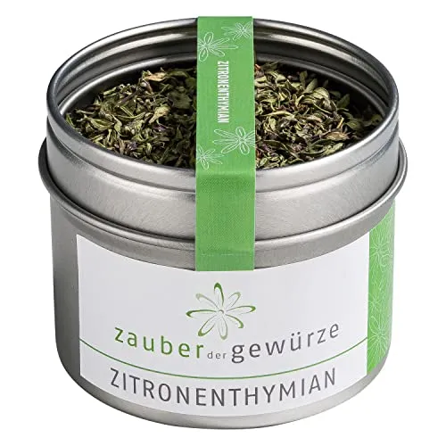 Zauber der Gewürze Zitronenthymian, Zitronenthymian Gewürz, getrocknet, für Fisch, Geflügel, Dressings, auch als Tee oder Limonade, Premium-Qualität in wiederverschließbarer Aroma-Dose, 10 g