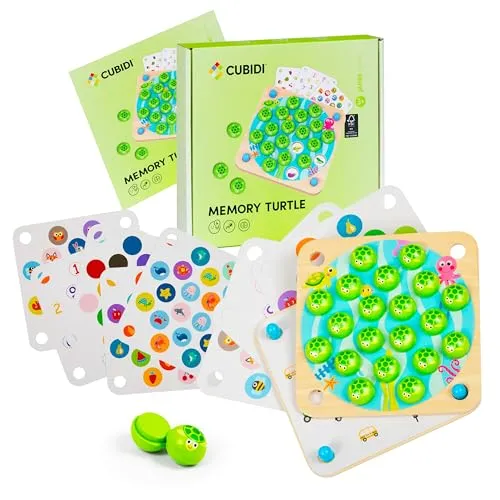 CUBIDI® Memory - Süßes Schildkröten Memory für Kleinkinder⎥ Montessori Spielzeug aus Holz⎥ Fördert motorische Entwicklung & Gedächtnis⎥ Holzspielzeug für Jungen und Mädchen ab 3 Jahre