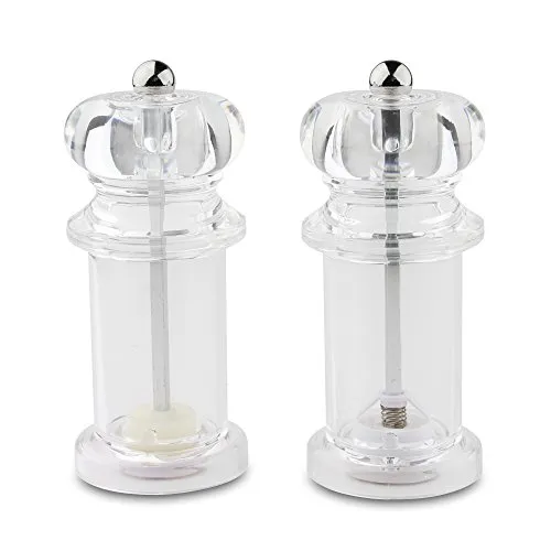 Grunwerg Salz- und Pfeffermühle, 2-teiliges Set, korrosionsbeständige Keramikgetriebe, 14 cm, klares Acryl