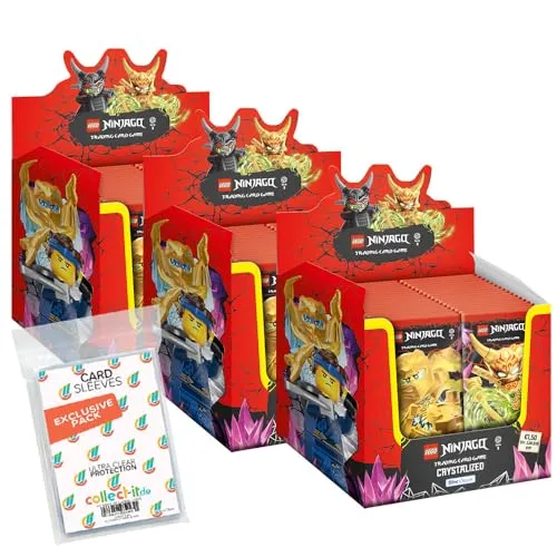 Bundle mit Blue Ocean Lego Ninjago Serie 8 Trading Cards - 3 Display (150 Booster) + Exklusive Collect-it Hüllen