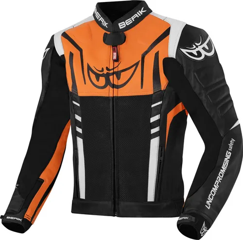 Berik Striper Motorrad Lederjacke in orange von Berik