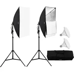 2er-Set Fotostudio Softbox 50x70cm mit Tragetasche - Studioleuchten für professionelle Fotografie, liefern gleichmäßiges Licht mit 3000LM und 5500K Farbtemperatur - ideal für beeindruckende Ergebnisse.