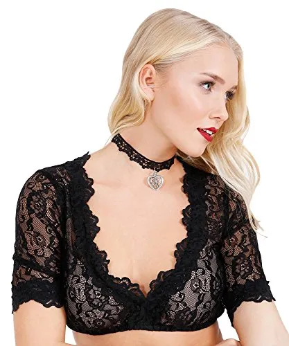 Krüger Dirndl Damen Dirndlbluse schwarz (15) 32 - Elegante Dirndlbluse