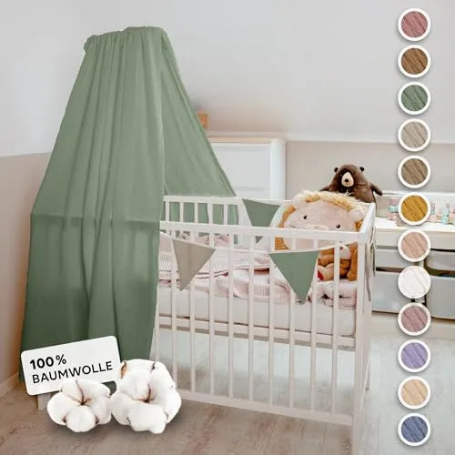 lilimaus Betthimmel Babybett – 100% Baumwolle Musselin in 12 Farben - Baby Betthimmel aus hochwertigem Musselin, atmungsaktiv und weich für eine beruhigende Schlafumgebung. Flexibel anbringbar und waschbar, ideal als dekorative Deko für jedes Kinderzimmer.