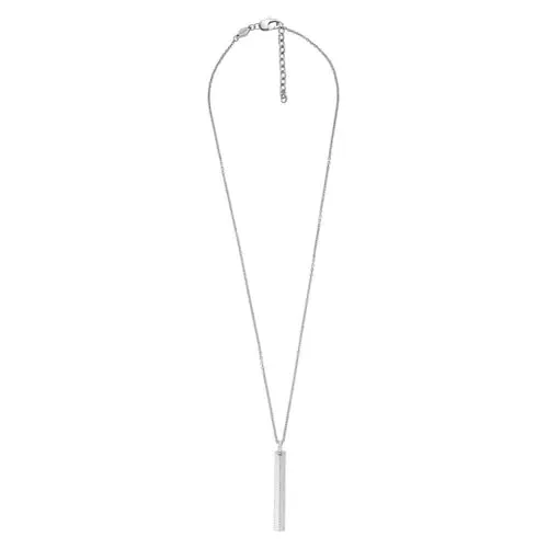 Fossil Harlow Linear Texture Chain Halskette für Herren - Elegante Halskette aus Edelstahl mit poliertem Finish, ideal für jeden Anlass. Länge von 558,8mm plus Verlängerung für perfekten Sitz.