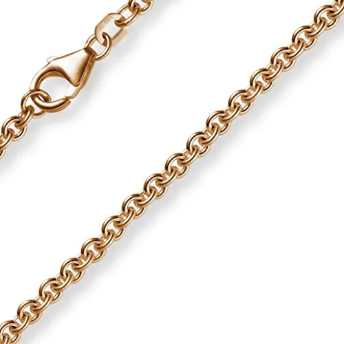 2,7mm Kette Collier Rundankerkette aus 750 Gold Rotgold, 90cm Unisex