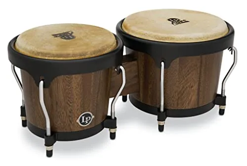 LP Latin Percussion LP810500 Aspire Walnut Bongo - Bongos aus siamesischem Nussbaum mit Naturfell, ideal für authentischen Klang und kreative Musikprojekte.