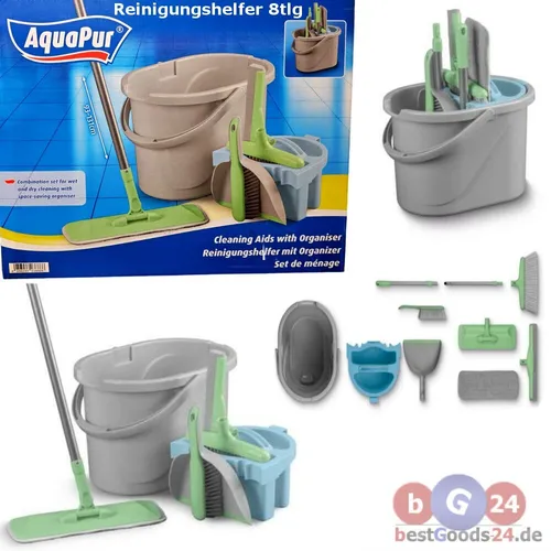 Wischmop mit Eimer 8tlg. Nass & Trocken Reinigungsset Bodenwischer Mop