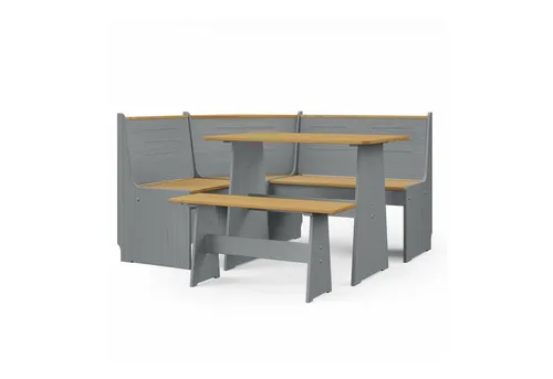 HTI-Living Eckbankgruppe Marija - Set mit Tisch und Bänken - Eckbankgruppe im Landhausstil, ideal für bis zu 5 Personen. Hergestellt aus Kiefernholz, mit Bienenwachs behandelt, fügt sich harmonisch in jedes Esszimmer ein.