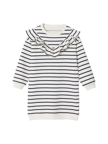 Vertbaudet Mädchen Kleid aus weicher Sweatware mit Recycling-Polyester wollweiß 128