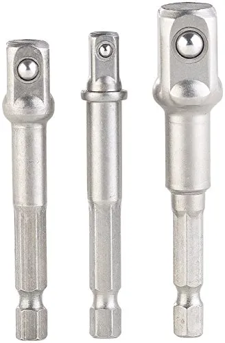 AGT Professional Bit-Einsatz-Adapter: 3-teiliges Adapter-Set Sechskant auf Vierkant, 6,4/9,5/12,7 mm (Steckschlüssel Adapter, Steckschlüssel-Verbindung, Stecknuss)