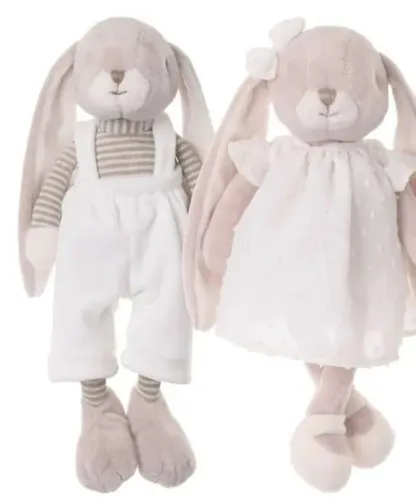 Bukowski Design AB Lucien Plüschhase beige mit Latzhose - 30 cm - Stofftier & Teddybär, waschbar bei 30 Grad, robust und sicher nach EN 71/1-3 Norm für Kinder.