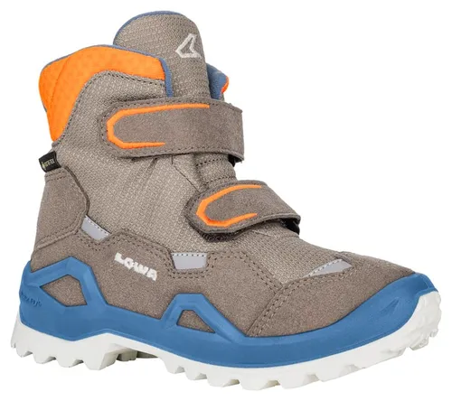 Lowa Winterschuhe Milo Evo Mid GTX - Wasserdichte Kinderstiefel in Braun/Orange - Wanderschuhe für Kinder, wasserdicht und mit kindgerechtem Klettverschluss, ideal für Abenteuer im Freien.
