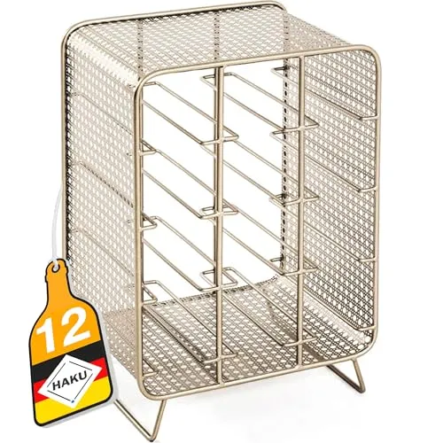 HAKU Möbel Flaschenregal Gold, Metall - 30 cm Breite x 46 cm Höhe x 24 cm Tiefe, elegantes Art Deco Design für 12 Flaschen