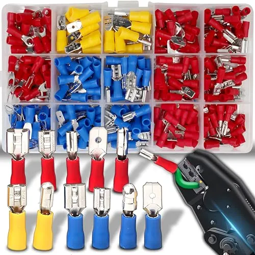 Retoo Kabelschuhe Set 280 tlg - Elektrische Steckverbinder für alle Anwendungen - Anschlussklemmen & Kits - Umfangreicher Satz mit 280 isolierten Kabelendverschlüssen für eine sichere und einfache Elektroinstallation.