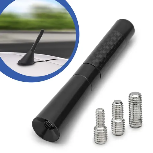 Auto Kurz Stab Dach Antenne 9cm Carbon Design Radio Universal Adapter Fuss