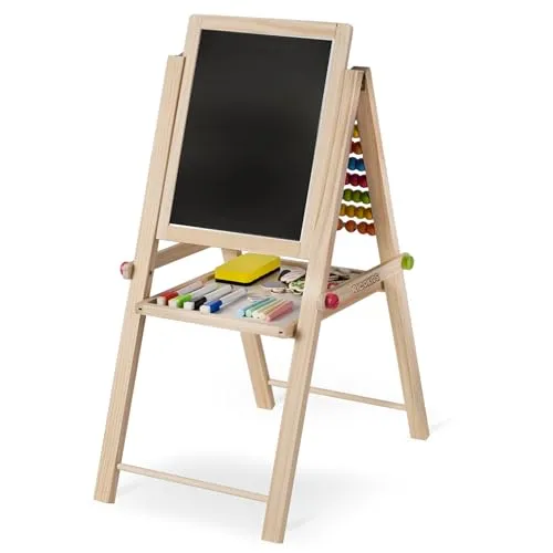 Ricokids Magnettafel & Kreidetafel – Doppelseitige Standtafel für Kinder mit Abakus
