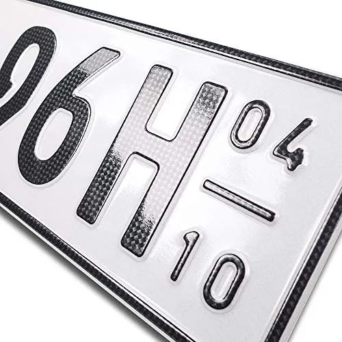 schildEVO 1 Carbon H-Kennzeichen mit Saison | Oldtimer Historisch | OFFIZIELL amtliches Nummernschild | DIN-zertifiziertes Wunschkennzeichen mit individueller Prägung | Saisonkennzeichen