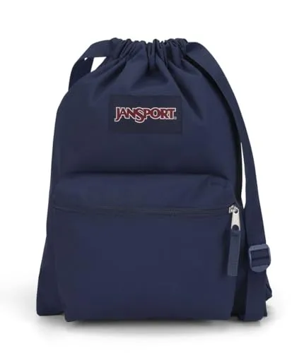 JanSport DRAWSACK Kleiner Rucksack - Navy (Blau) - Tagesrucksack aus 100% recyceltem Polyester, mit verstellbaren Schultergurten und praktischer Reißverschlusstasche für zusätzlichen Stauraum.