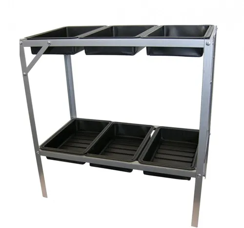 Ubbink Anzuchttisch - verzinkt mit 6 Kunststoff-Trays - Saat- & Anzuchttöpfe & -platten, ideal für effizientes Pflanzenwachstum auf 2 Etagen mit robustem verzinktem Stahlrahmen.