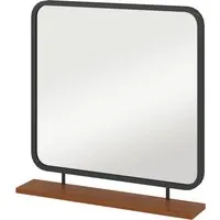 HOMCOM Wandspiegel 55 x 55,5 cm mit Ablage - Dekorativer Wandspiegel aus hochwertigem Paulownia-Holz mit praktischer Ablage für Schlüssel oder Pflegeartikel – ideal für Bad, Flur oder Schlafzimmer.