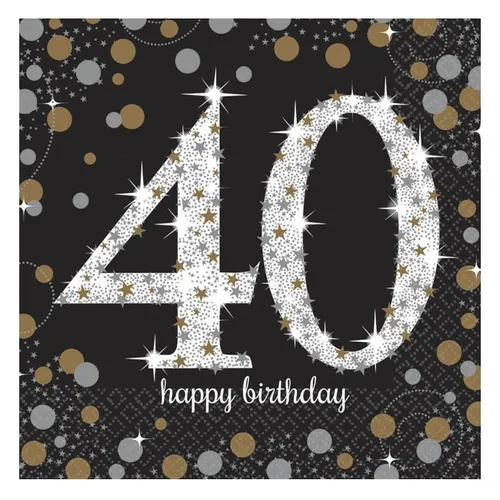 Amscan 511545 - Servietten 40. Geburtstag, 16 Stück, 33 x 33 cm