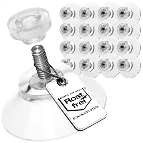 com-four® 16x Saugnäpfe mit M4-Gewinde - Ø 30 mm - Extra starker Halt auf glatten Oberflächen - Premium Saugnapf mit transparenter Rändelmutter - Einfache Montage ohne Bohren
